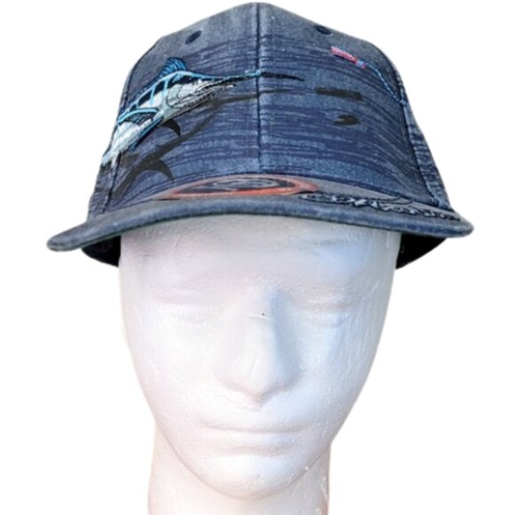 FLYING FISHERMAN Denim Blue Jean Marlin Cap - NWOT Men's OS - Picture 2 of 8
